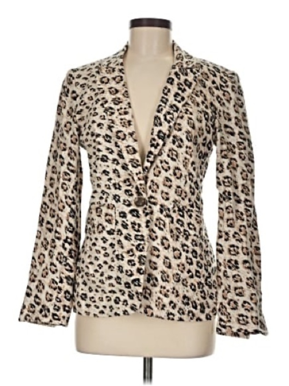 Joie Anilah Leopard-Print Single-Button Blazer in Cream and Black
